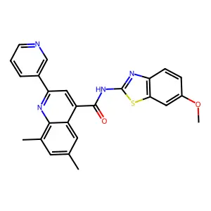N-(6-methoxy-1,3-benzothiazol-2-yl)-6,8-dimethyl-2-(pyridin-3-yl)quinoline-4-carboxamide structure