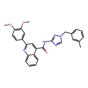 2-(3,4-dimethoxyphenyl)-N-[1-[(3-methylphenyl)methyl]-1,2,4-triazol-3-yl]quinoline-4-carboxamide structure