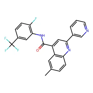 N-[2-fluoro-5-(trifluoromethyl)phenyl]-6-methyl-2-(pyridin-3-yl)quinoline-4-carboxamide structure