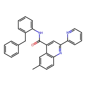 N-(2-benzylphenyl)-6-methyl-2-pyridin-2-ylquinoline-4-carboxamide structure