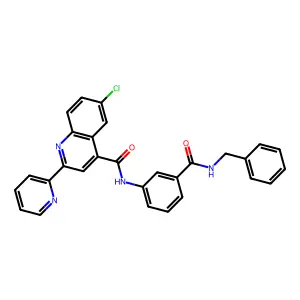 N-[3-(benzylcarbamoyl)phenyl]-6-chloro-2-pyridin-2-ylquinoline-4-carboxamide structure