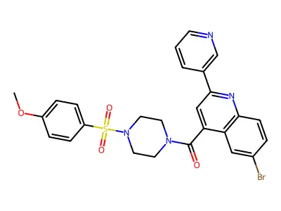 (6-bromo-2-pyridin-3-ylquinolin-4-yl)-[4-(4-methoxyphenyl)sulfonylpiperazin-1-yl]methanone structure