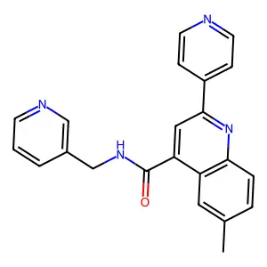 6-methyl-2-pyridin-4-yl-N-(pyridin-3-ylmethyl)quinoline-4-carboxamide structure