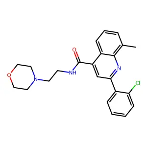 2-(2-chlorophenyl)-8-methyl-N-(2-morpholin-4-ylethyl)quinoline-4-carboxamide structure