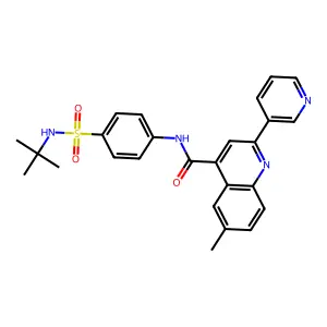 N-[4-(tert-butylsulfamoyl)phenyl]-6-methyl-2-pyridin-3-ylquinoline-4-carboxamide structure