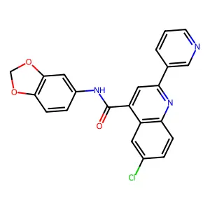N-(1,3-benzodioxol-5-yl)-6-chloro-2-pyridin-3-ylquinoline-4-carboxamide structure