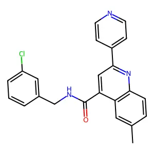 N-[(3-chlorophenyl)methyl]-6-methyl-2-pyridin-4-ylquinoline-4-carboxamide structure