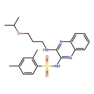 2,4-dimethyl-N-[3-(3-propan-2-yloxypropylamino)quinoxalin-2-yl]benzenesulfonamide structure