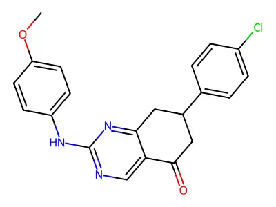 7-(4-chlorophenyl)-2-[(4-methoxyphenyl)amino]-7,8-dihydroquinazolin-5(6H)-one structure