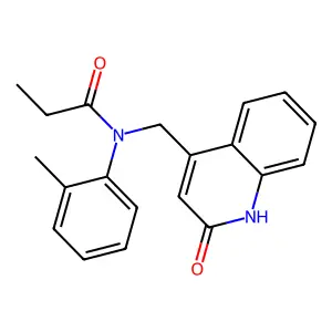 N-(2-methylphenyl)-N-[(2-oxo-1H-quinolin-4-yl)methyl]propanamide structure