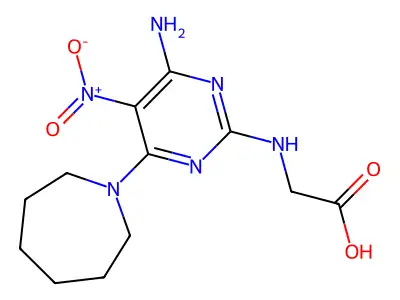 2-[[4-Amino-6-(azepan-1-yl)-5-nitropyrimidin-2-yl]amino]acetic acid structure