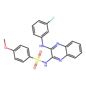 N-(3-((3-fluorophenyl)amino)quinoxalin-2-yl)-4-methoxybenzenesulfonamide structure