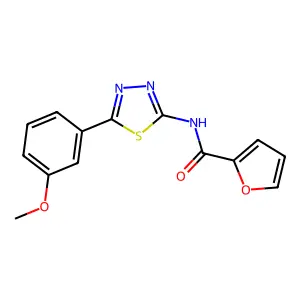 N-[5-(3-methoxyphenyl)-1,3,4-thiadiazol-2-yl]furan-2-carboxamide structure