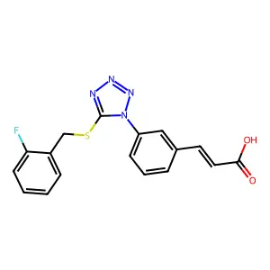 (Z)-3-[3-[5-[(2-fluorophenyl)methylsulfanyl]tetrazol-1-yl]phenyl]prop-2-enoic acid structure