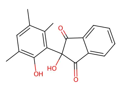 1H-Indene-1,3(2H)-dione, 2-hydroxy-2-(2-hydroxy-3,5,6-trimethylphenyl)- structure