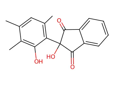 1H-Indene-1,3(2H)-dione, 2-hydroxy-2-(2-hydroxy-3,4,6-trimethylphenyl)- structure