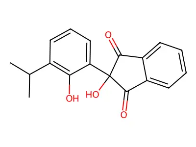 1H-Indene-1,3(2H)-dione, 2-hydroxy-2-(2-hydroxy-3-(1-methylethyl)phenyl)- structure