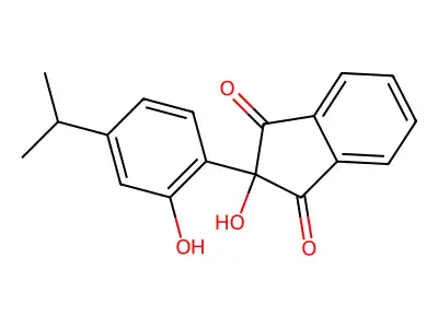 1H-Indene-1,3(2H)-dione, 2-hydroxy-2-(2-hydroxy-4-(1-methylethyl)phenyl)- structure