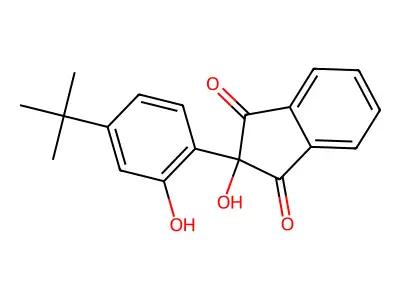 1H-Indene-1,3(2H)-dione, 2-(4-(1,1-dimethylethyl)-2-hydroxyphenyl)-2-hydroxy- structure