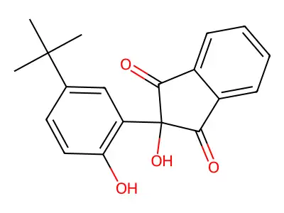 1H-Indene-1,3(2H)-dione, 2-(5-(1,1-dimethylethyl)-2-hydroxyphenyl)-2-hydroxy- structure