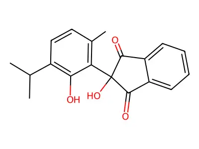 1H-Indene-1,3(2H)-dione, 2-hydroxy-2-(2-hydroxy-6-methyl-3-(1-methylethyl)phenyl)- structure