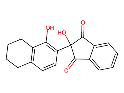 1H-Indene-1,3(2H)-dione, 2-hydroxy-2-(5,6,7,8-tetrahydro-1-hydroxy-2-naphthalenyl)- structure