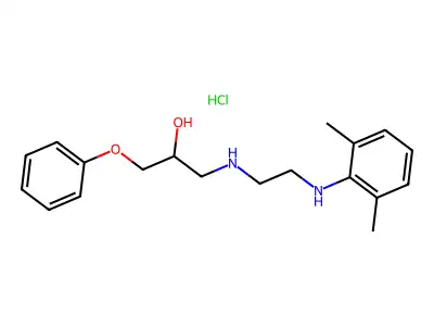 2-Propanol, 1-phenoxy-3-((2-(2,6-xylidino)ethyl)amino)-, monohydrochloride structure