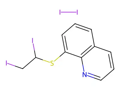Quinoline, 8-(1,2-diiodoethylthio)-, diiodide structure