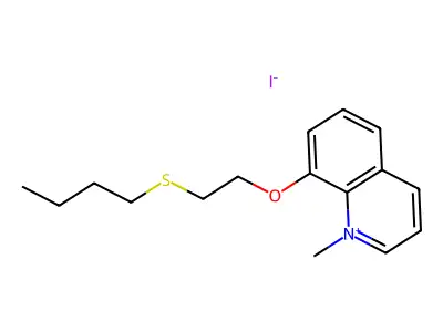 Quinolinium, 8-(2-(butylthio)ethoxy)-1-methyl-, iodide structure