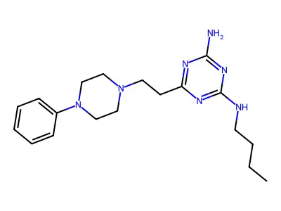 1,3,5-Triazine-2,4-diamine, N-butyl-6-(2-(4-phenyl-1-piperazinyl)ethyl)- structure
