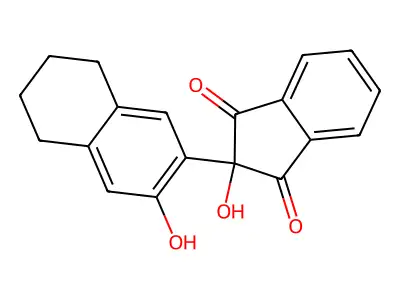 1H-Indene-1,3(2H)-dione, 2-hydroxy-2-(5,6,7,8-tetrahydro-3-hydroxy-2-naphthalenyl)- structure