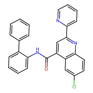 6-chloro-N-(2-phenylphenyl)-2-pyridin-2-ylquinoline-4-carboxamide structure