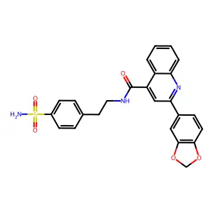2-(1,3-benzodioxol-5-yl)-N-[2-(4-sulfamoylphenyl)ethyl]quinoline-4-carboxamide structure