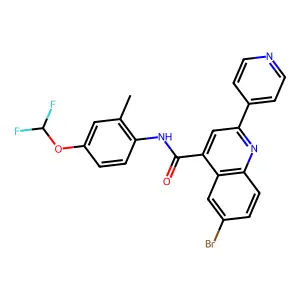 6-bromo-N-[4-(difluoromethoxy)-2-methylphenyl]-2-pyridin-4-ylquinoline-4-carboxamide structure