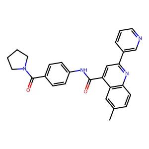 6-methyl-2-pyridin-3-yl-N-[4-(pyrrolidine-1-carbonyl)phenyl]quinoline-4-carboxamide structure