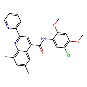 N-(5-chloro-2,4-dimethoxyphenyl)-6,8-dimethyl-2-pyridin-2-ylquinoline-4-carboxamide structure