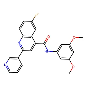 6-bromo-N-(3,5-dimethoxyphenyl)-2-pyridin-3-ylquinoline-4-carboxamide structure