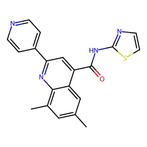 6,8-dimethyl-2-pyridin-4-yl-N-(1,3-thiazol-2-yl)quinoline-4-carboxamide structure