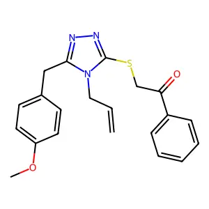 2-[[5-[(4-methoxyphenyl)methyl]-4-prop-2-enyl-1,2,4-triazol-3-yl]sulfanyl]-1-phenylethanone structure