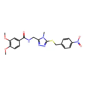 3,4-dimethoxy-N-[[4-methyl-5-[(4-nitrophenyl)methylsulfanyl]-1,2,4-triazol-3-yl]methyl]benzamide structure