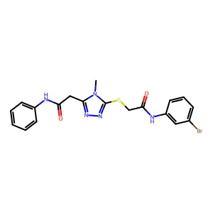 2-[5-[2-(3-bromoanilino)-2-oxoethyl]sulfanyl-4-methyl-1,2,4-triazol-3-yl]-N-phenylacetamide structure