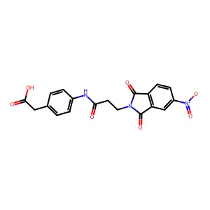 (4-{[3-(5-nitro-1,3-dioxo-1,3-dihydro-2H-isoindol-2-yl)propanoyl]amino}phenyl)acetic acid structure
