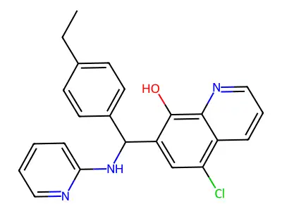 5-Chloro-7-[(4-ethylphenyl)-(pyridin-2-ylamino)methyl]quinolin-8-ol structure