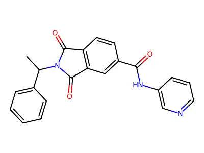 1,3-dioxo-2-(1-phenylethyl)-N-pyridin-3-ylisoindole-5-carboxamide structure
