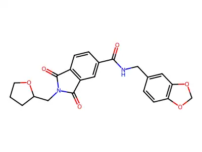 N-(1,3-benzodioxol-5-ylmethyl)-1,3-dioxo-2-(oxolan-2-ylmethyl)isoindole-5-carboxamide structure