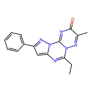 6-ethyl-3-methyl-9-phenyl-2H-pyrazolo[1',5':3,4][1,3,5]triazino[1,2-b][1,2,4]triazin-2-one structure