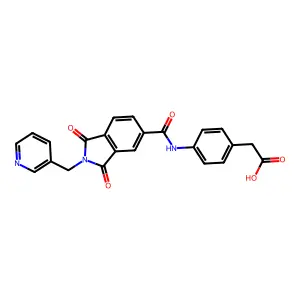 2-[4-[[1,3-dioxo-2-(pyridin-3-ylmethyl)isoindole-5-carbonyl]amino]phenyl]acetic Acid structure