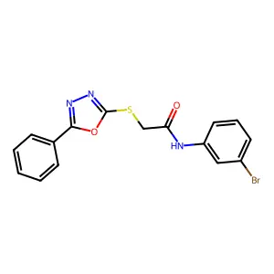 N-(3-bromophenyl)-2-[(5-phenyl-1,3,4-oxadiazol-2-yl)sulfanyl]acetamide structure