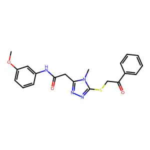N-(3-methoxyphenyl)-2-(4-methyl-5-phenacylsulfanyl-1,2,4-triazol-3-yl)acetamide structure