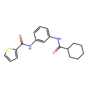 N-[3-(cyclohexanecarbonylamino)phenyl]thiophene-2-carboxamide structure